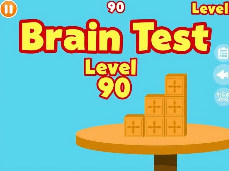 Screenshot of Brain Test Level 90 showing four colored cars