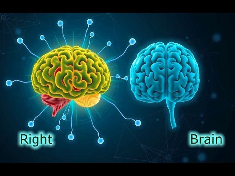 Artistic illustration showing the functional differences between the left and right brain hemispheres