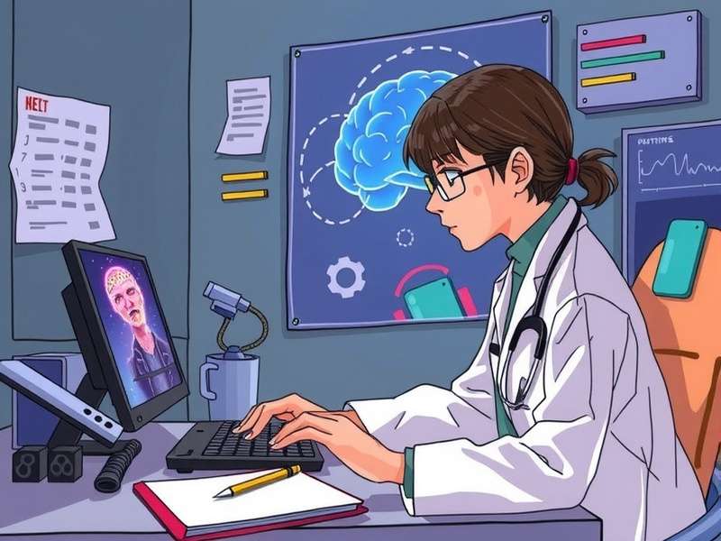 Neuropsychologist and Brain Test cognitive training concept with glowing brain illustration