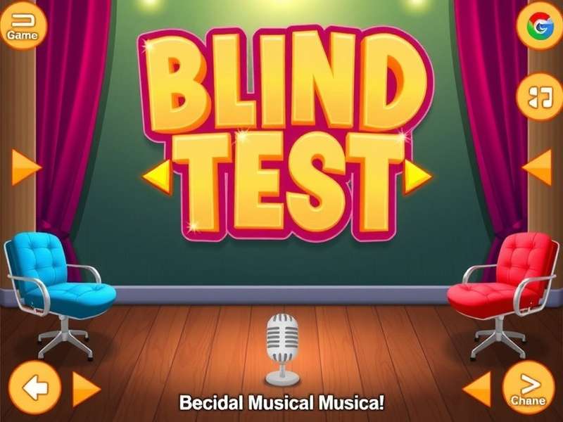 Blind Test Musical gameplay scene showing musical notes and puzzle elements