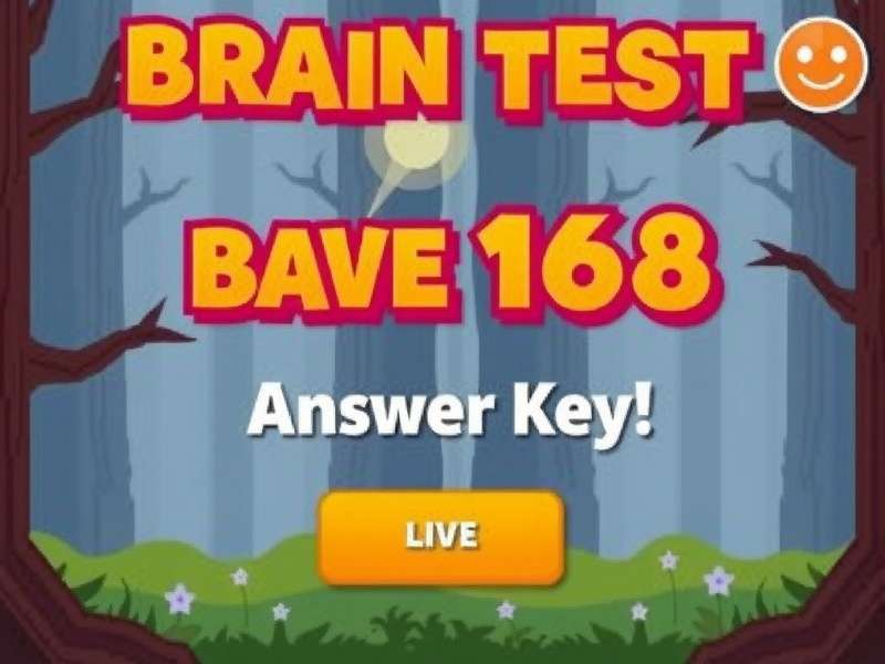 Brain Test Level 168 puzzle screenshot with answer key overlay
