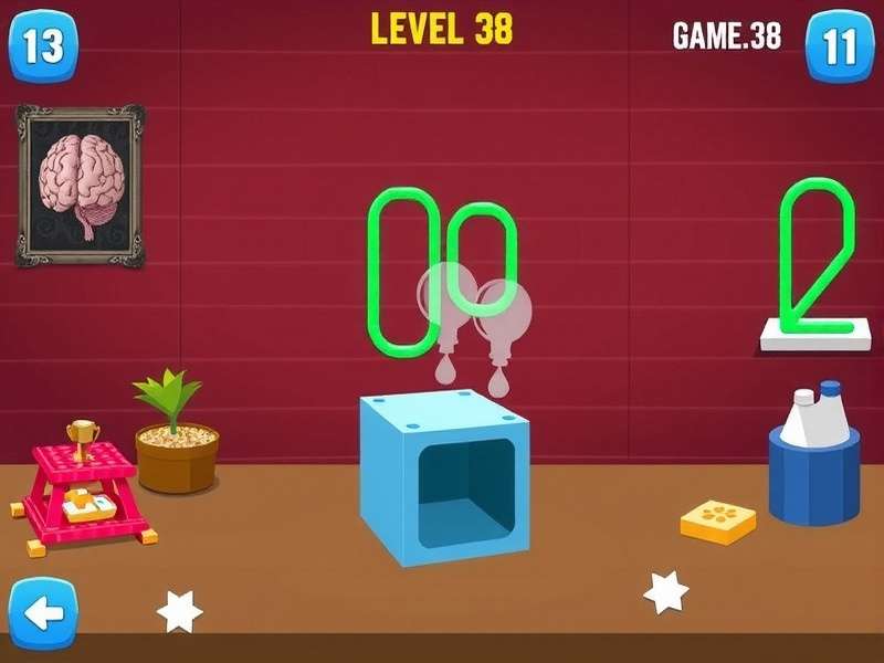 Brain Test Level 38 puzzle screenshot showing the tricky interface with hidden clues