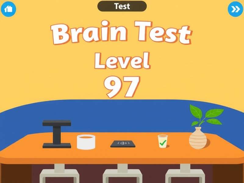 Brain Test Level 97 puzzle screenshot with interactive elements and hidden clues