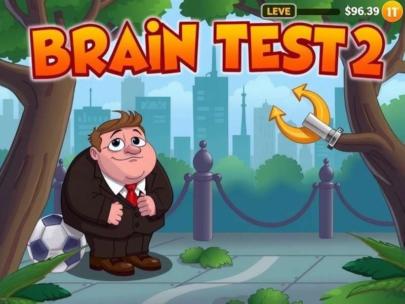 Brain Test 2 Tricky Stories gameplay screenshot showing puzzle interface with colourful characters